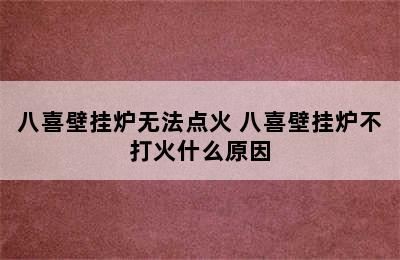 八喜壁挂炉无法点火 八喜壁挂炉不打火什么原因